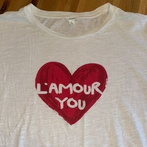 Caslon White Tee with Red Heart Design